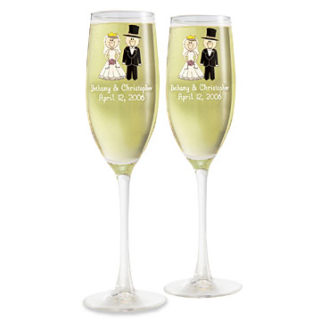 Wedding Party Character Icon Wine Flutes